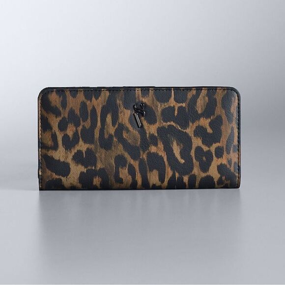 New! Simply Vera Vera Wang Vivian Medium Brown Leopard Wallet - Picture 1 of 2